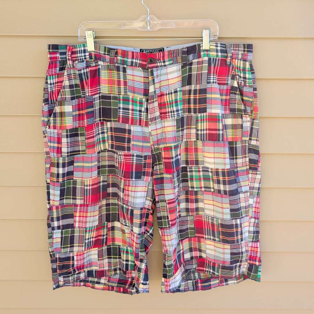American Living Patchwork Madras Shorts Mens 42 Multicolor Plaid Cotton